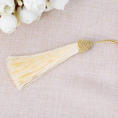 Makhry 20pcs 15.5cm/6 Inch Silky Floss Bookmark Tassels with 2-Inch Cord Loop and Small Chinese Knot for Jewelry Making  Souvenir  Bookmarks  DIY Craft Accessory (Beige) - Image 4